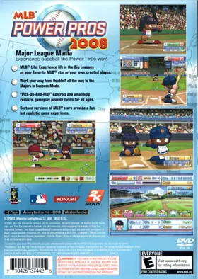 MLB Power Pros 2008 box cover back